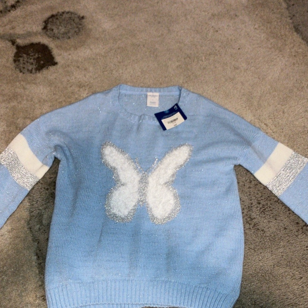 Arizona Jean Company Light Blue Sweater with White Butterfly